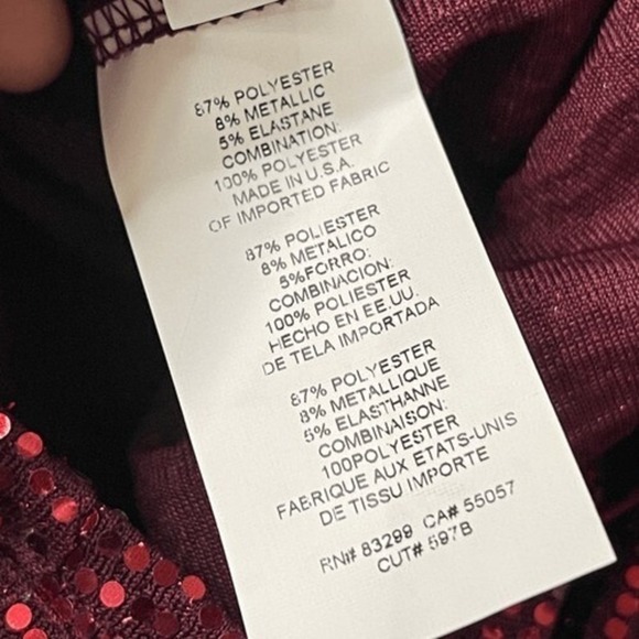 NWT EXPRESS Stretch Sequin Burgundy Bodycon Mini Dress, Medium - Picture 7 of 8